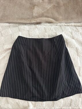 Princess Polly Black Pinstripe A-Line Skirt
